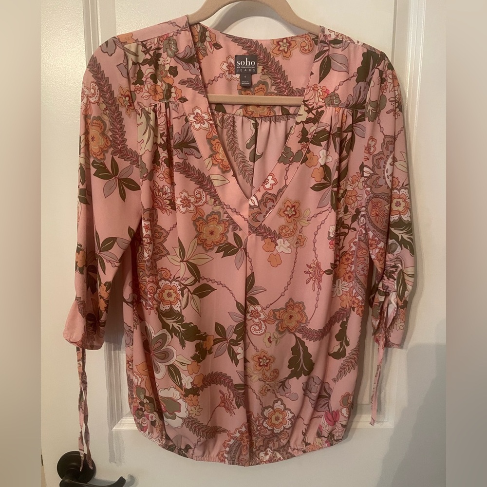 New York & Company Pink Floral Blouse